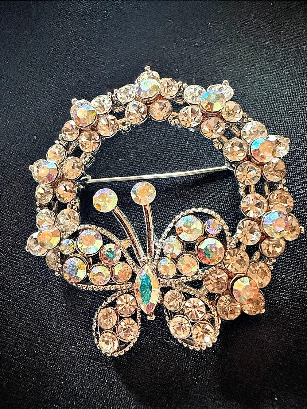 Rhinestone Butterfly Brooch in Gold